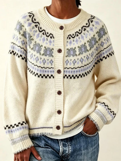 Women Geometric Long Sleeve Comfy Casual Cardigan