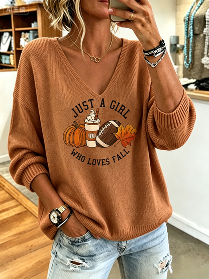 Women Maple Leaf Long Sleeve Comfy Casual Sweater
