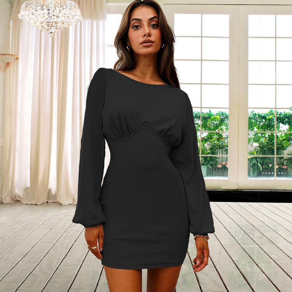 Women's Sexy Casual Long Sleeve Short Mini Dress SIZE S-2XL