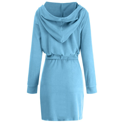Womens Long Sleeve Cotton Slim Fit Midi Hoodie Dress Size S-XL