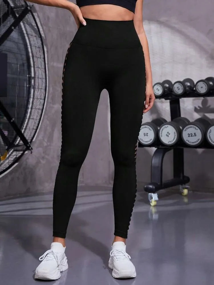 Womens Hollow Seamless High Waist Leggings SIZE S-L