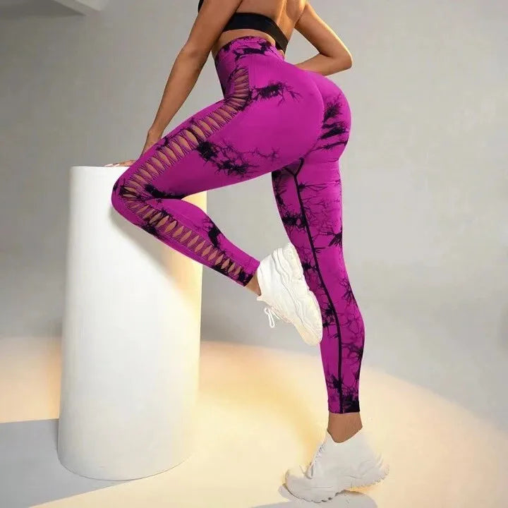Womens Hollow Seamless High Waist Leggings SIZE S-L