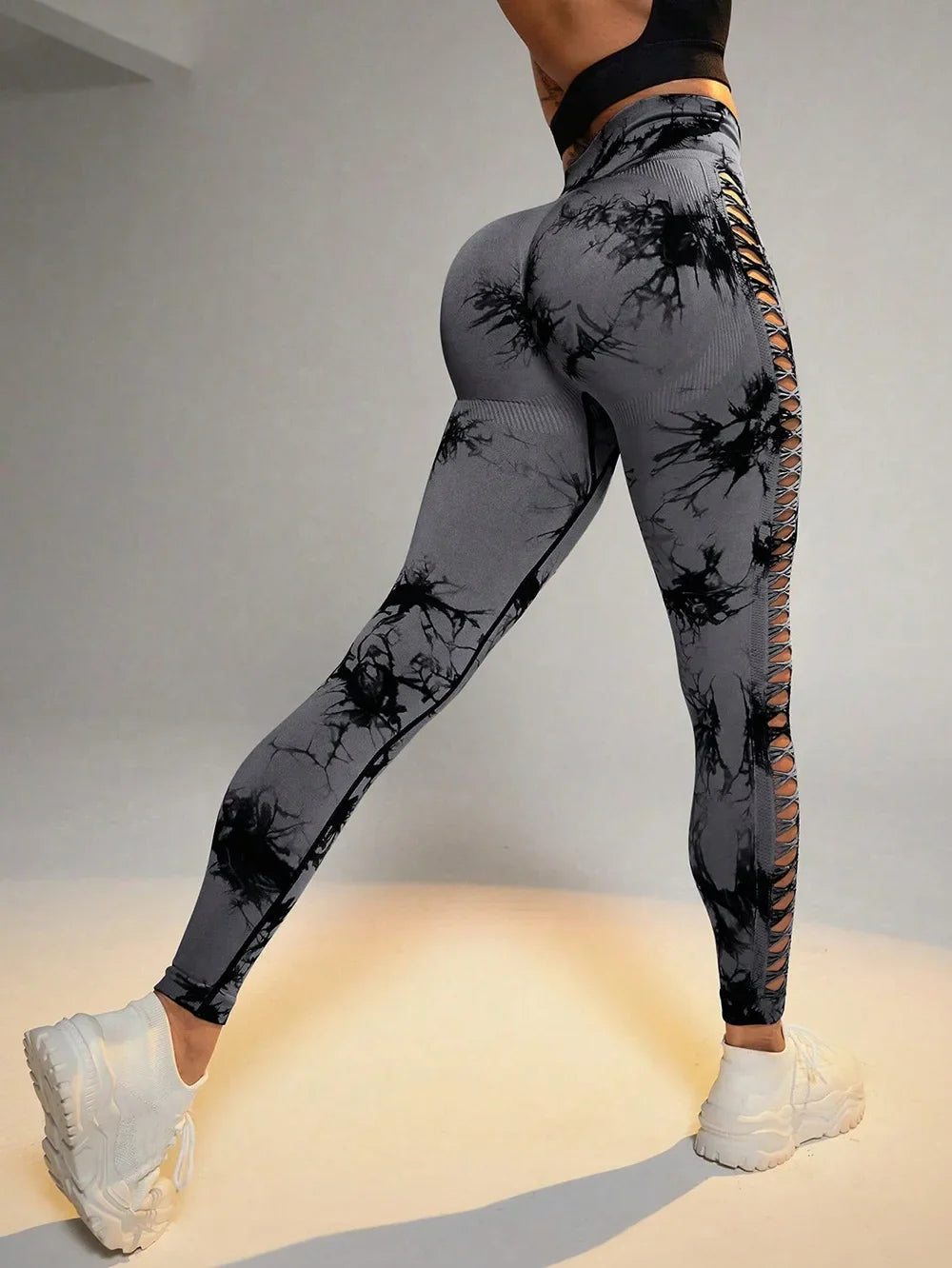 Womens Hollow Seamless High Waist Leggings SIZE S-L