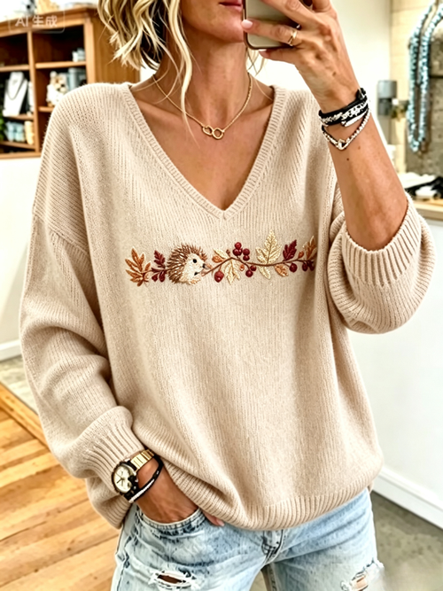 Women Animal Long Sleeve Comfy Casual Sweater