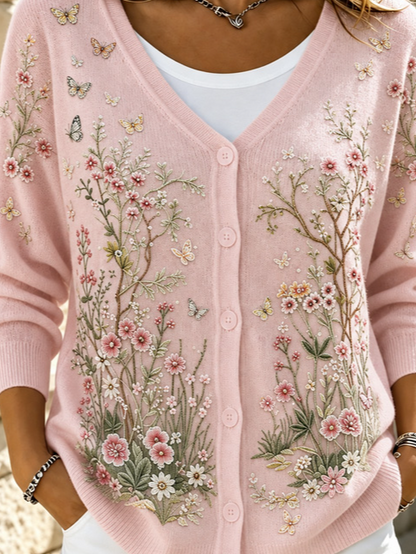 Women Floral Long Sleeve Comfy Casual Cardigan