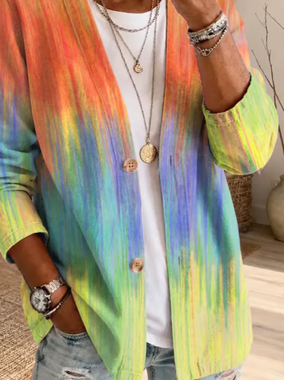 Women Spring/Fall Outerwear Casual Printing Abstract Long Sleeve Jacket