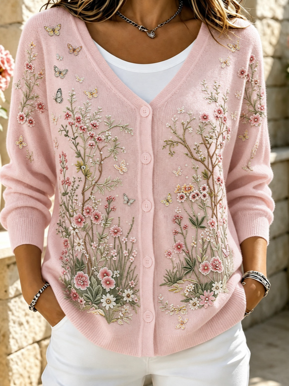 Women Floral Long Sleeve Comfy Casual Cardigan