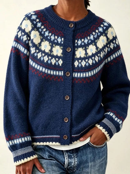 Women Geometric Long Sleeve Comfy Casual Cardigan