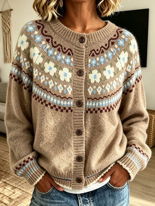 Women Geometric Long Sleeve Comfy Casual Cardigan