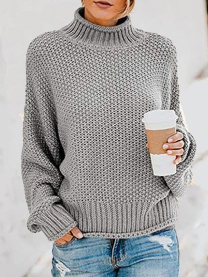 Women Yarn/Wool Yarn Plain Long Sleeve Comfy Casual Sweater