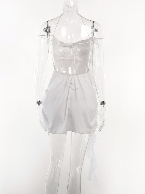 Womens Flower Streamer Backless Dress SIZE S-L