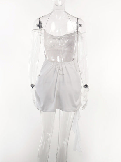 Womens Flower Streamer Backless Dress SIZE S-L
