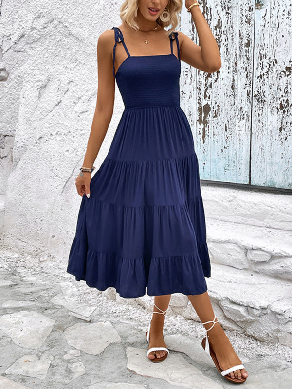 Womens Backless Solid Color Camisole Sexy Dress SIZE S-XL