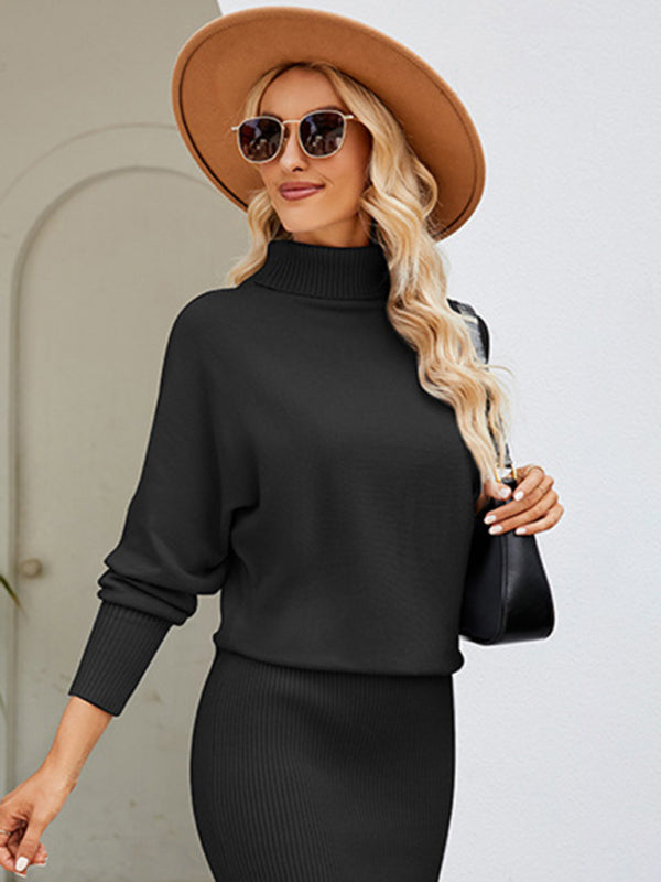Womens Turtleneck Long Sleeve Slim Fit Sweater Dress S-XL